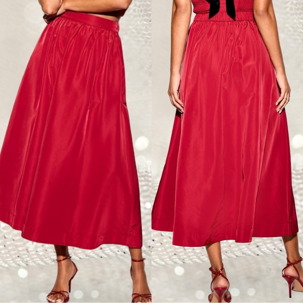NWTS🌹THE OCCASION XL🌹ELITE LINE CRIMSON RED TAFFETA FIT & FLARE TOP SKIRT SET - Picture 9 of 16